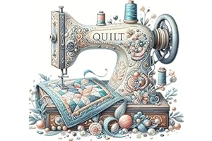 MYBISYMQQ Sewing Machine Stamped Cross Stitch Kits - Vintage Sewing Machine Counted Cross Stitch Kits for Adults, Needlepoint Cross-Stitch Patterns Dimensions Needlecrafts Embroidery Kits 13.7x13.7 Inches