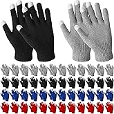 Handepo 50 Pairs Winter Gloves Bulk Knit Stretchy Warm Touchscreen Gloves Multicolor for Men Women Running Cycling Driving