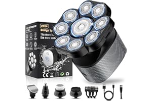 SAKIOO 9D Head Shavers for Bald Men, Upgrade 5-in-1 Electric Bald Head Shavers for Men, Wet/Dry Shaver,LED Display,Travel Lock,Electric Razor for Men Grooming Kit with Type-C Charge Gifts for Men