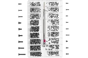 500 PCS Tiny Micro Repair Screw Kit, 18 Sizes Stainless Steel Tiny Screws with Screwdriver M1.2 M1.4 M2 Watch Glasses Compute