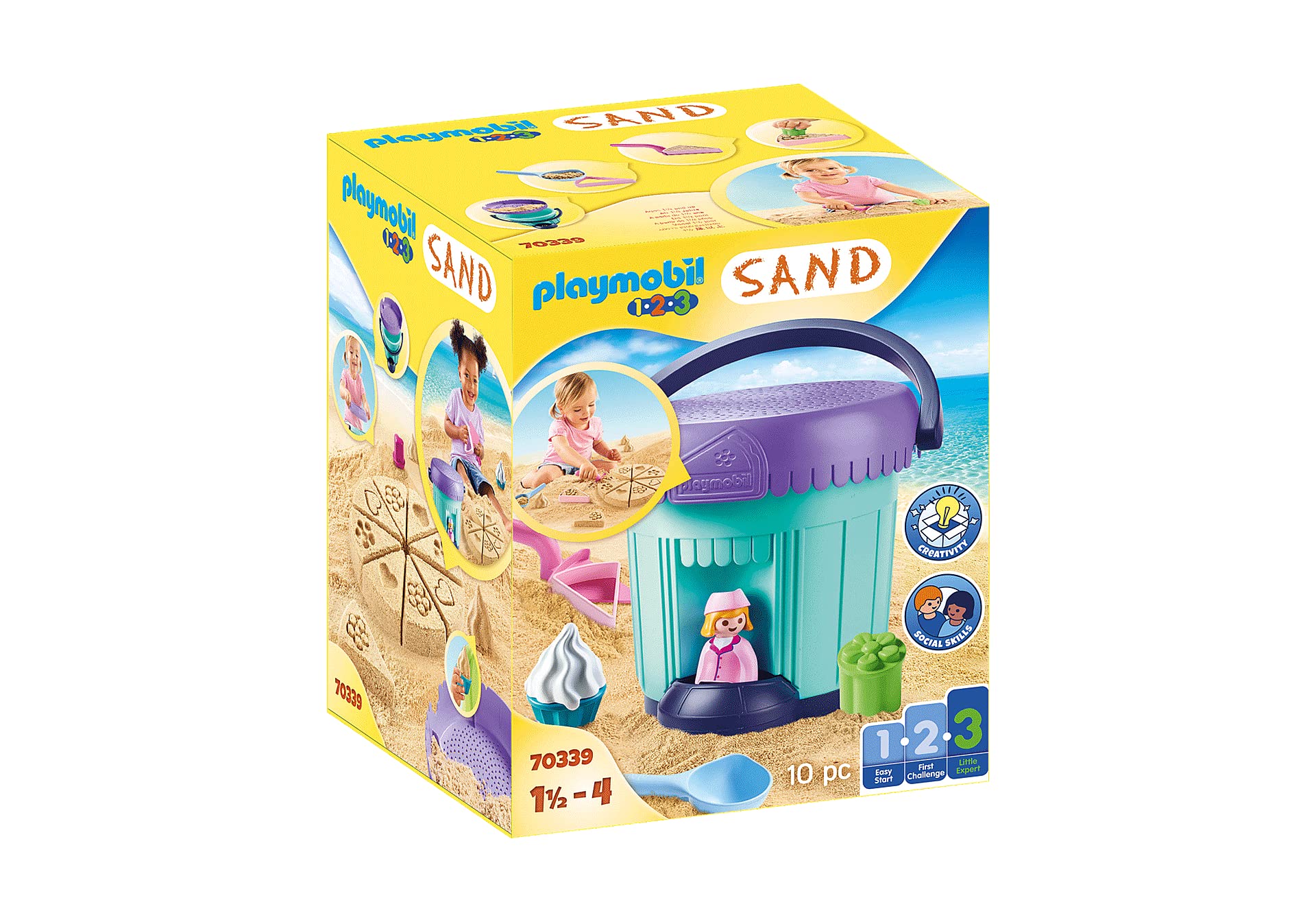 Playmobil 1.2.3 SAND 70339 Bakery Sand Bucket, for Children Ages 3+