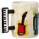 Artisan Owl New Orleans Musical Instruments Molded Souvenir Coffee Mug