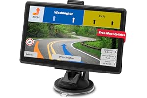JIMTOUR GPS Navigator for Car with 2025 Maps Free Lifetime Update, 7 Inch Car GPS Navigation System for Truck Commercial Drivers with POI/ZIP Search, Voice Turn Guidance, Speedcam Light Alerts, FM, 7 Vehicles