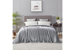 DREAMNINE Oversized Soft Fuzzy Fleece Bed Blanket Queen Size 90" x 90", Extra Large Solid Gray Lightweight Velvet Blanket, Decorative Cozy Shaggy Micro Plush Flannel Blanket for Bedroom, Washable Grey