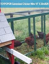 TOYPOPOR 16in x 82ft Chicken Wire Mesh Galvanized Hexagonal Fence view 2