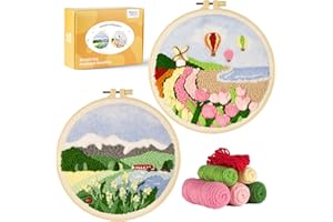 MOREJMTT Punch Needle Kits Adults Beginner,Embroidery kit for Beginners,Punch Needle kit for Beginners, Includes All Tools and Materials,Easy to Follow Instructions and Videos(Summer Landscapes)