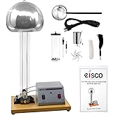 Eisco Motorized Van De Graaff Generator, Electric Discharge Machine, 22" | Static Electricity Science Demo, Electrostatic Generator Kit, Adjustable Belt Tracking, Experiment Guide, Assembled Base