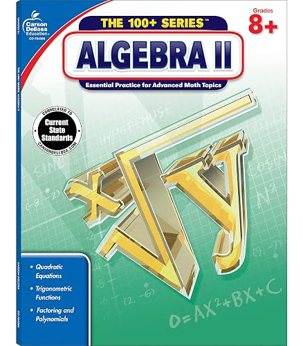 Carson Dellosa The 100 Series Algebra 2 Workbook, Math Book for Grades ...