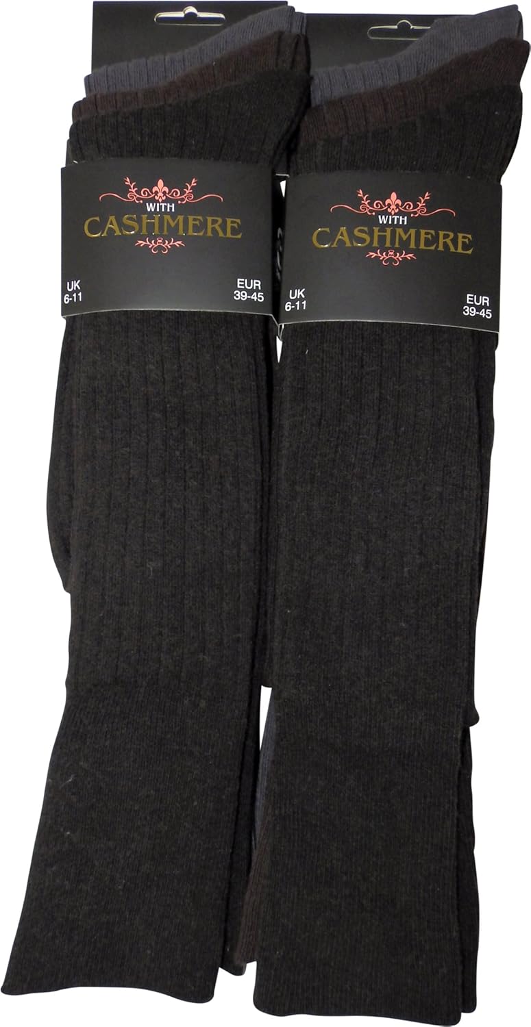 6 pairs Super Luxurious Mens Long, Knee High Cashmere blend Wool Winter