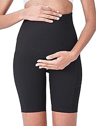 POSHDIVAH 2PCS Black Women's Maternity Yoga Shorts