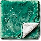 CREW FLX Waterproof Blanket for Bed Intimacy (90"x 80" King Size) Reversible Fleece | Sherpa, Love Blanket, Water Proof TPU Stain Proof Couch Furniture Mattress Winter Large Dog Bed Cover - Green
