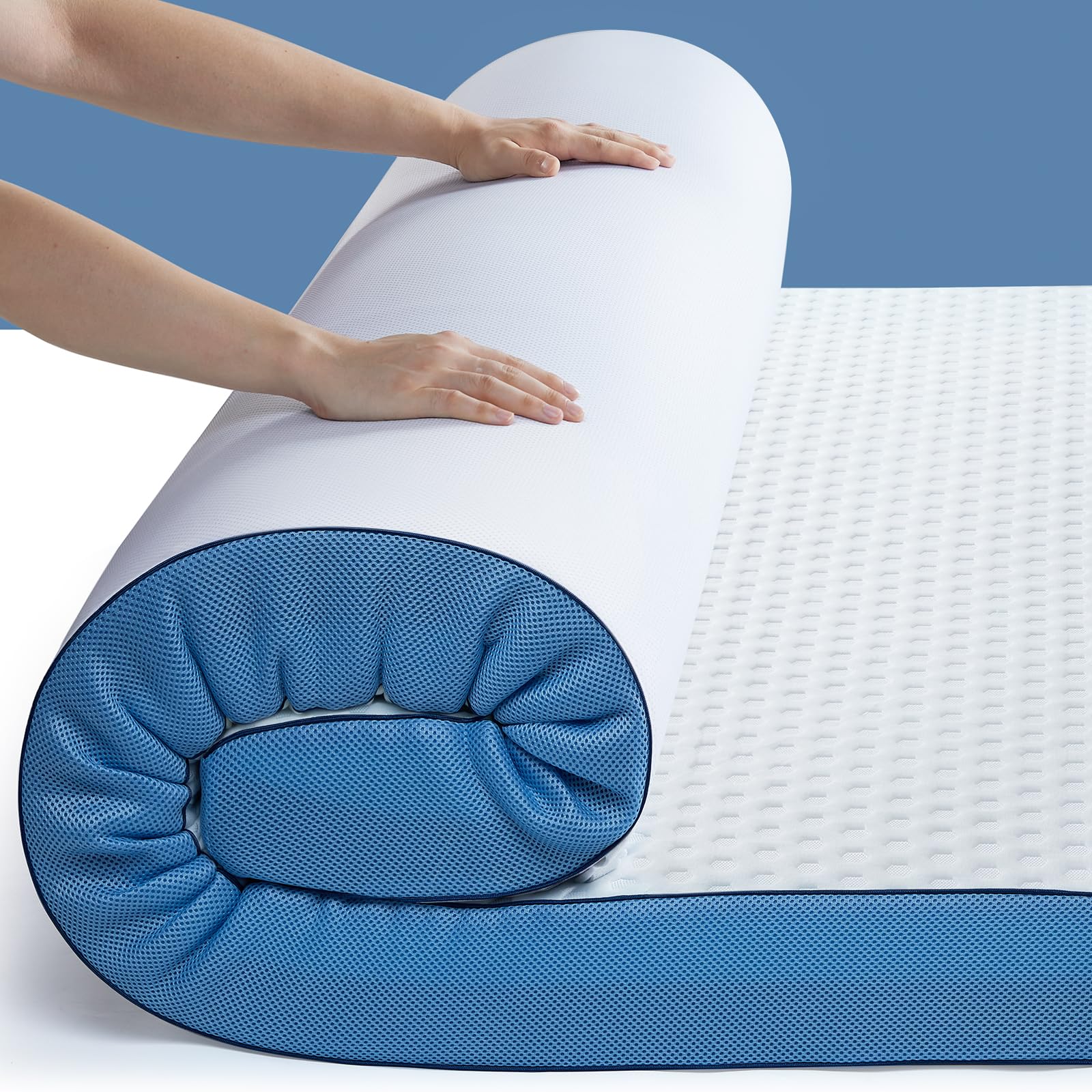 PERLECARE 3 Inch Firm Mattress Topper Queen, Cooling Gel-Infused & Bamboo Charcoal Memory Foam Bed Topper for Pressure Relief, High-Density Mattress Pad with Removable Cover