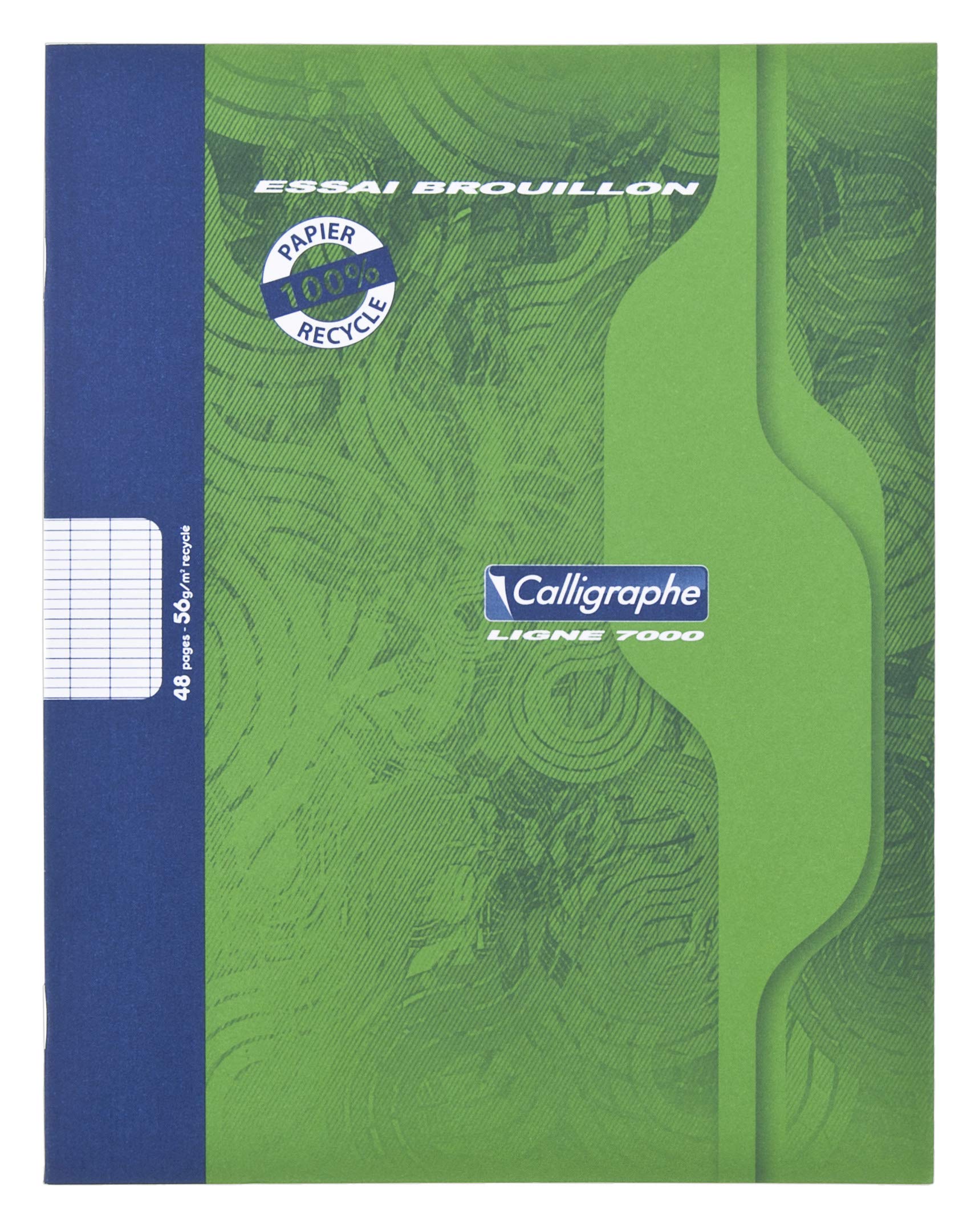 Clairefontaine Calligrapher 2148C A Green Stapled Rough Books (a Brand) - 17x22 cm - 48 Seyes Ruled Pages - 56 g 100% Recycled Paper - Offset Card Cover