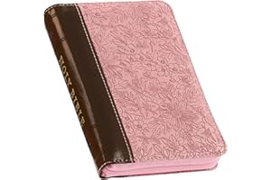 KJV Holy Bible, Mini Pocket Size, Faux Leather Red Letter Edition - Ribbon Marker, King James Version, Pink/Saddle Tan, Zipper Closure, 6.2" x 4.3" (KJV Pocket Editions)