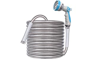 Das perfekte werkzeug Metal Expandable Garden Hose 75ft - Heavy Duty 304 Stainless Steel Garden Hose with 10 Function Nozzle - Flexible no Kinking Water Hose,Dogproof,for Yard, Outdoor, RV