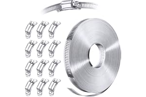 STEELSOFT Stainless Steel Band Clamp System, DIY, Large Hose Clamp 2.5''-190'' Diameter, 50 FT Strap + 12 Fasteners, Metal Strapping, Muffler Heat Shield Wrap Strap Clamps, Pole Mount Secure