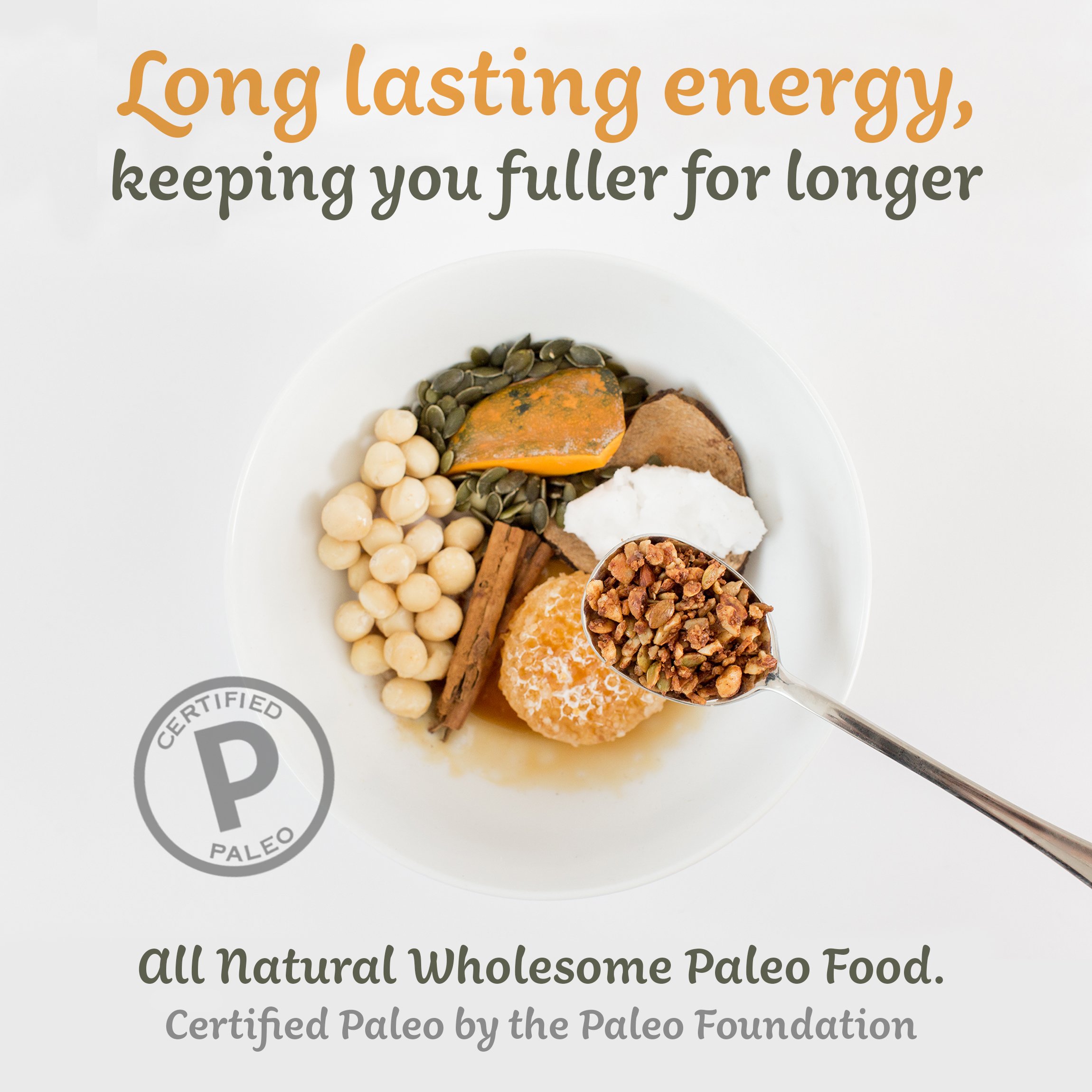 CleanPaleo Manuka Crunch Paleo Breakfast Cereal Blend (Grain Free, Gluten Free) Certified Paleo (350g) 7x 50g Servings Healthy Crunch & Crunchy Low Carb Snack