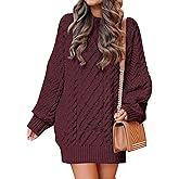 ANRABESS Womens Sweater Dress Oversized Cable Knit Chunky Long Sleeve Short Dresses 2025 Fall Outfits Vacation Winter Clothes