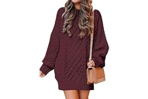 ANRABESS Womens Sweater Dress Oversized Cable Knit Chunky Long Sleeve Short Dresses 2025 Fall Outfits Vacation Winter Clothes