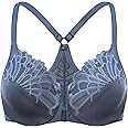 MELENECA Women's Racerback Front Closure Full Coverage Unlined Plus Size Underwire Bra