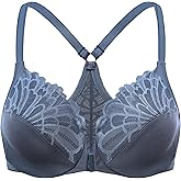 MELENECA Women's Racerback Front Closure Full Coverage Unlined Plus Size Underwire Bra