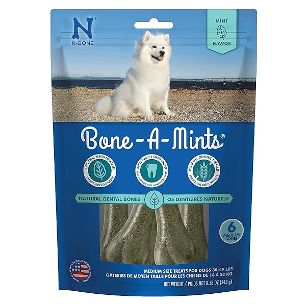 BONE-A-MINTS ALL NATURAL, WHEAT-FREE BREATH FRESHENING BONE, 8.58-OUNCE,...