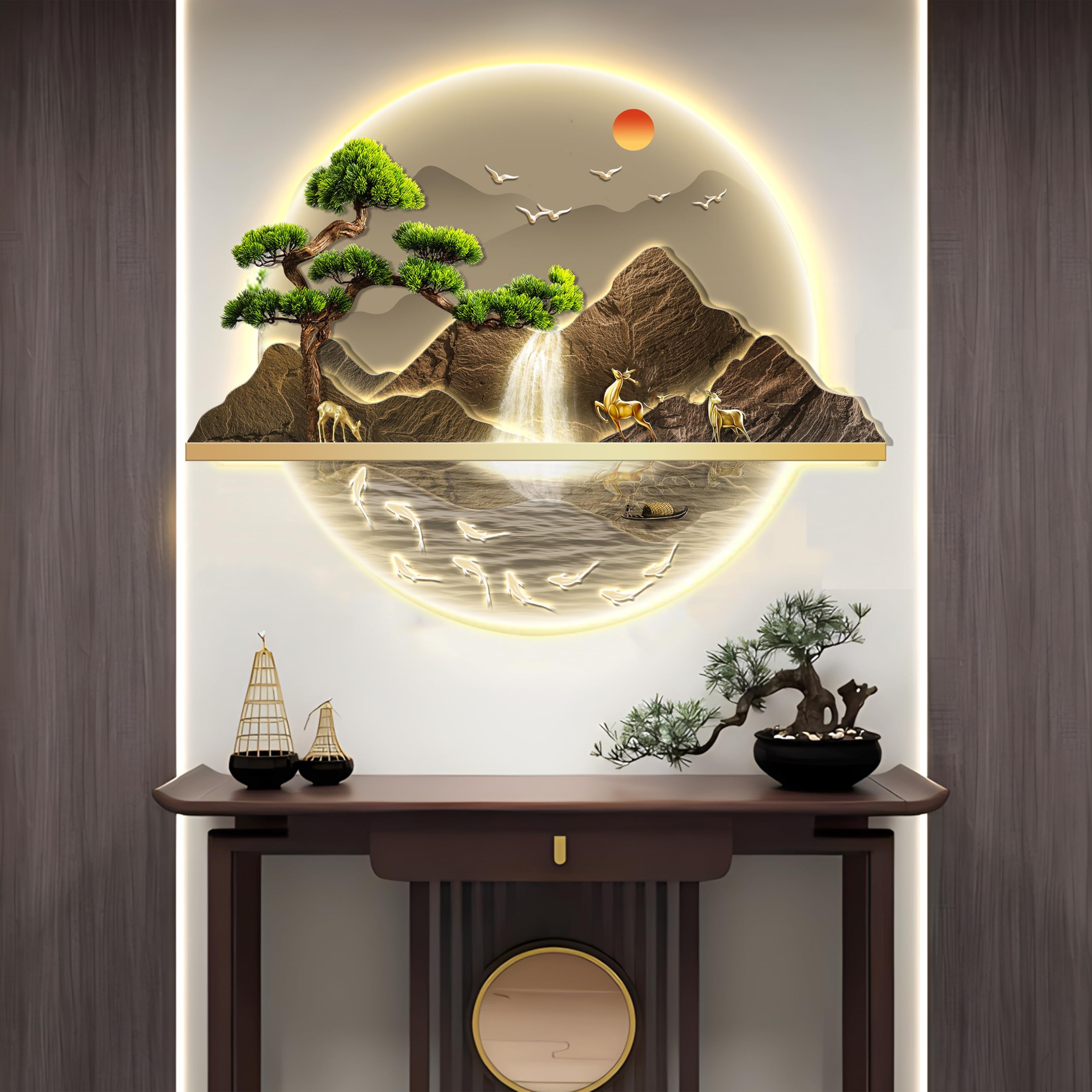 QJSZMEI 3D Wall Art Decor, 3D Wall Sculpture Painting Decoration, 3D