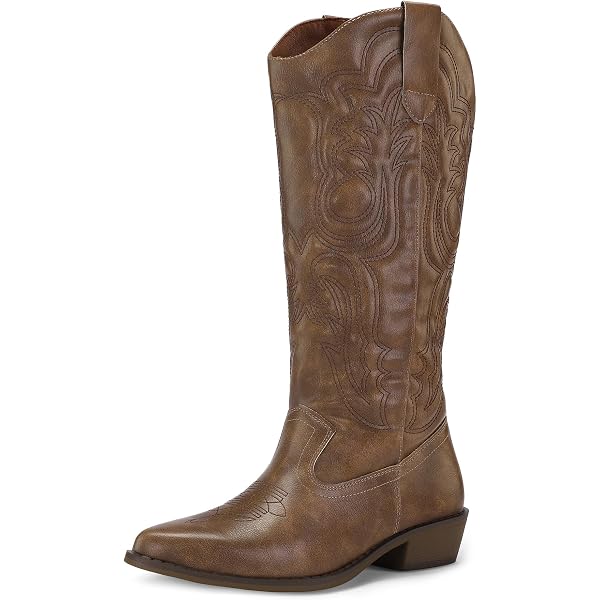 Roper Women's Riley Flextra Casual Boots - Brown Faux Leather, Snip Toe, 12-Inch Shaft, Low Heel