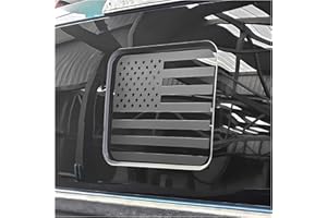 ALICATONG Fits Ford F150 F250 F350 2004-2025 Rear Middle Back Sliding Window American US Flag Vinyl Decal Matte Black Exterior Accessories