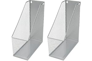 YBM HOME Mesh Steel Deluxe Magazine Rack, Extra Wide, Magazine File Holder 2258-2 (2, Silver)