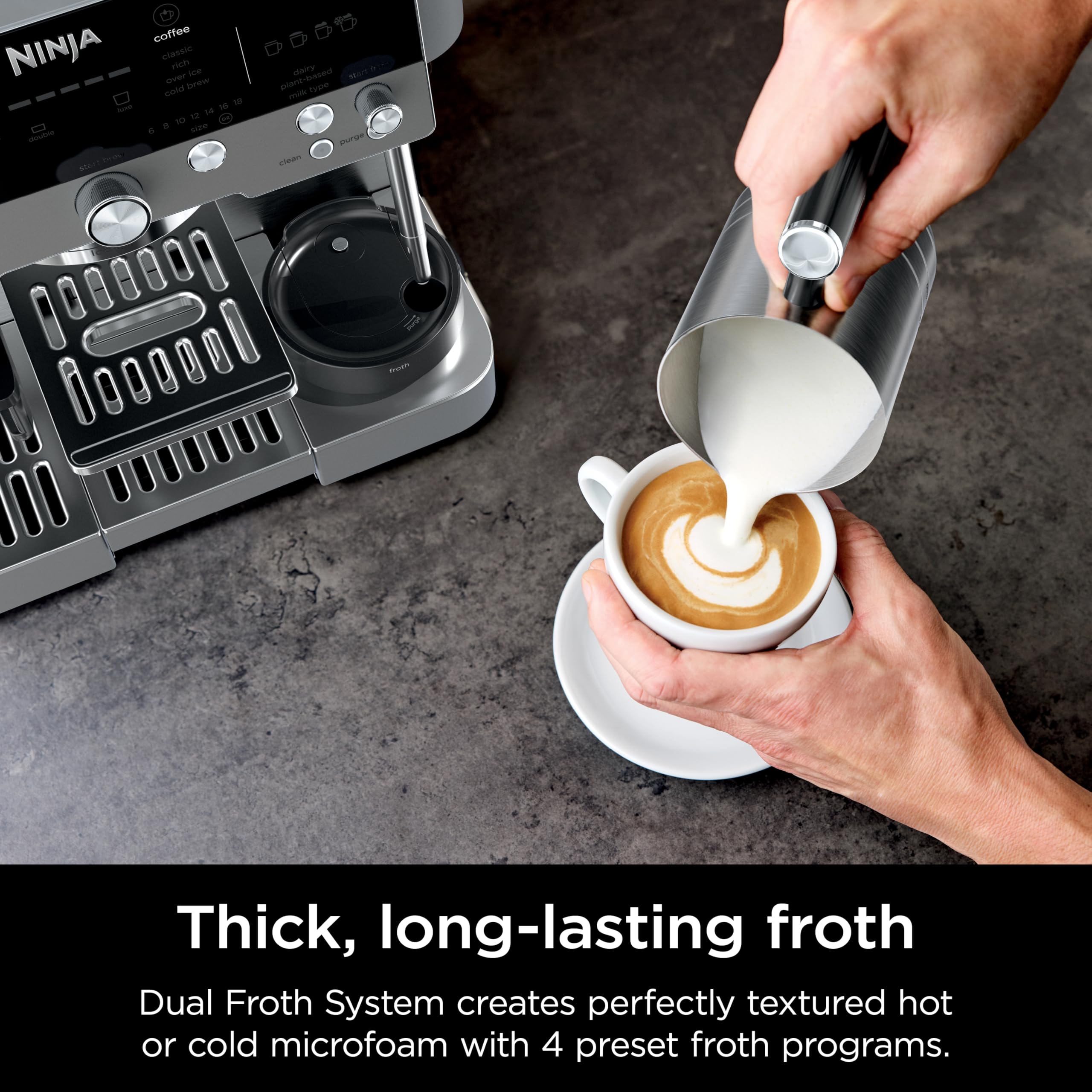 Ninja Luxe Cafe Premier Series, máquina de café expreso, café por goteo, preparación fría rápida, molinillo integrado, espumador manos libres, con caja de golpe, filtro de agua, tabletas de limpieza, descalcificador, ES601GM