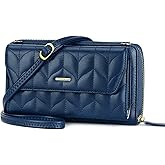 nuoku Womens RFID Wallet Purse Wristlet Crossbody Clutch with Zip Around 2 Strap | RFID, Zip Around, 2 Strap