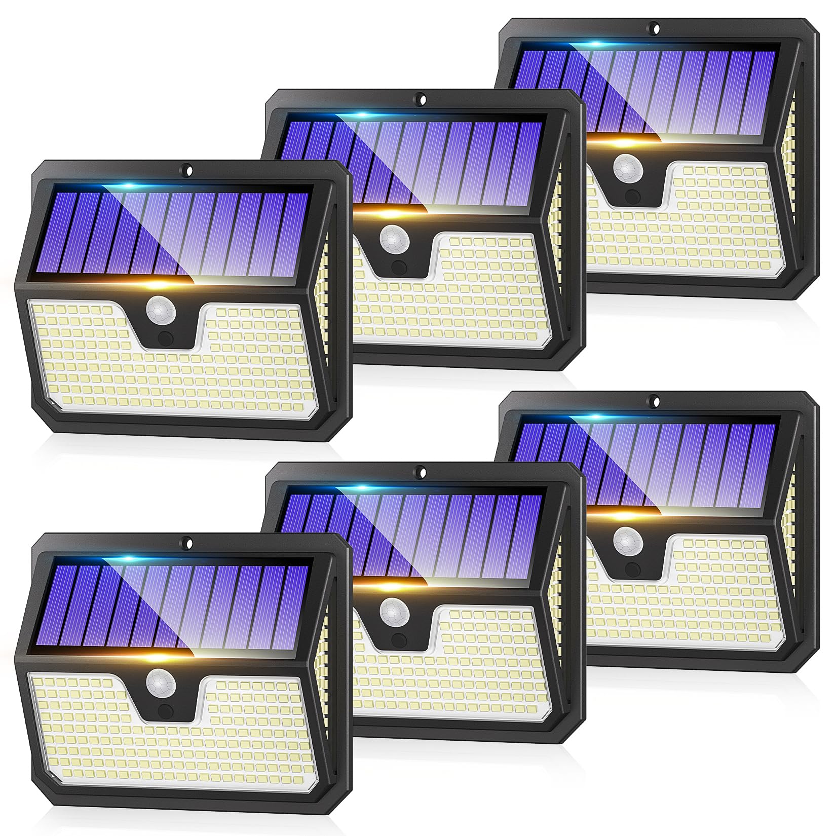 6 Pack Outdoor Solar Lights, 238 LED Solar Security Lights and 3 Modes Motion Sensor 270° Wide Angle Solar Powered Lights IP65 Waterproof Solar Wall Light for Front Door, Yard, Garage, Garden
