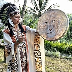 Firlar Lion Shaman Drum, 10 Inch Lion Pattern