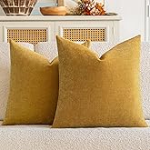 a moment Pack of 2 Decorative Chenille Throw Pillow Covers with Twill Cushion Covers for Sofa Living Room Couch Bed 20x20 Inch Yellow