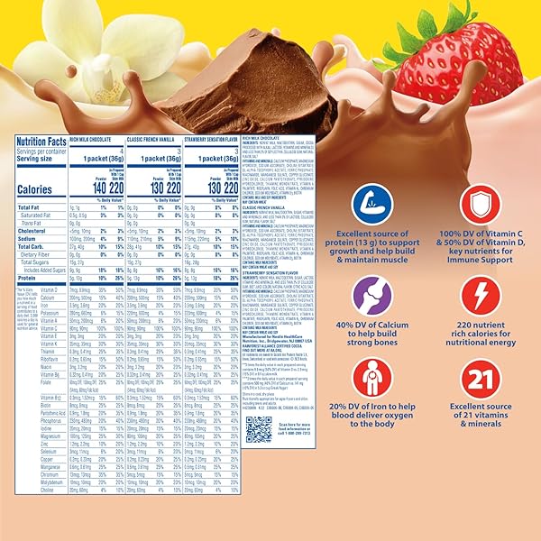 NESTLE CARNATION BREAKFAST ESSENTIALS COMPLETE NUTRITIONAL DRINK RICH MILK CHOCOLATE/CLASSIC FRENCH VANILLA/STRAWBERRY SENSATION FLAVOR 60 CT