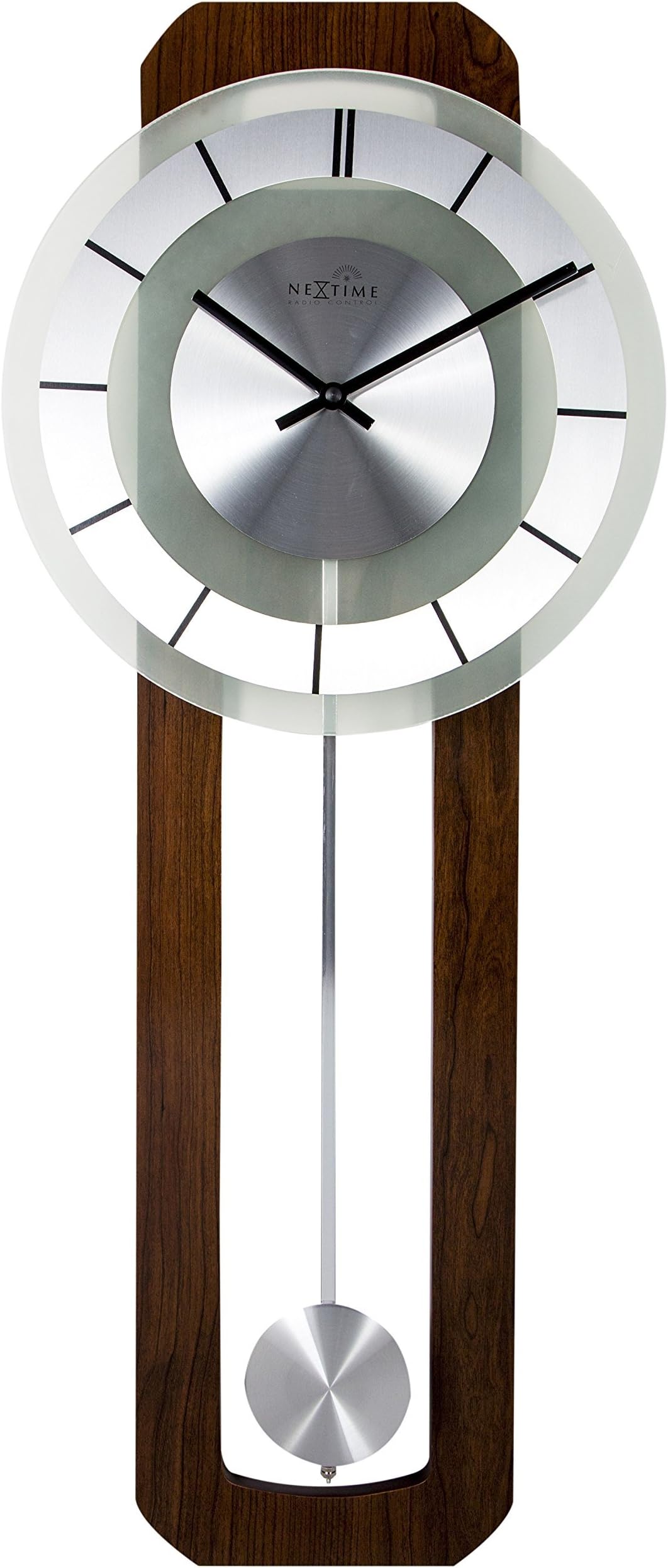Unek Goods NeXtime Retro Pendulum Wall Clock, Rectangular, Frosted Glass