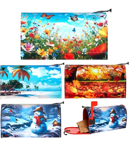 Texupday Christmas Red Truck Mailbox Cover – Magnetic Snowy Winter Wrap For Standard US Mailboxes, 21x18 Inch, Outdoor Garden & Yard Decor