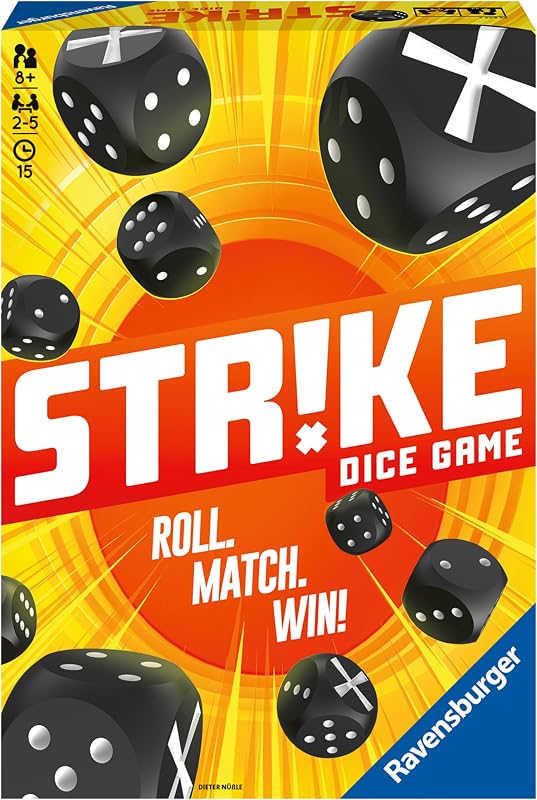 26840 - Strike, Brettspiel, Mehrfarbiges Würfelspiel für 2-5 Spieler, Mitbringspiel ab 8 Jahren, Familienspiel