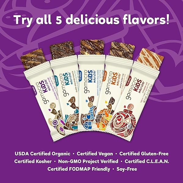 GOMACRO KIDS MACROBAR ORGANIC VEGAN SNACK BARS – CHOCOLATE CHIP COOKIE DOUGH (0.90 OUNCE BARS, 7 COUNT)