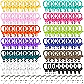 120pcs Plastic Lobster Clasps and 200pcs Open Jump Rings,Cute Lanyard Snap Clip Hooks Hard Lobster Claw Clasps Multi-Color Lobster Clasp Hook for Jewelry Making, DIY Crafts, Handmade (320pcs)