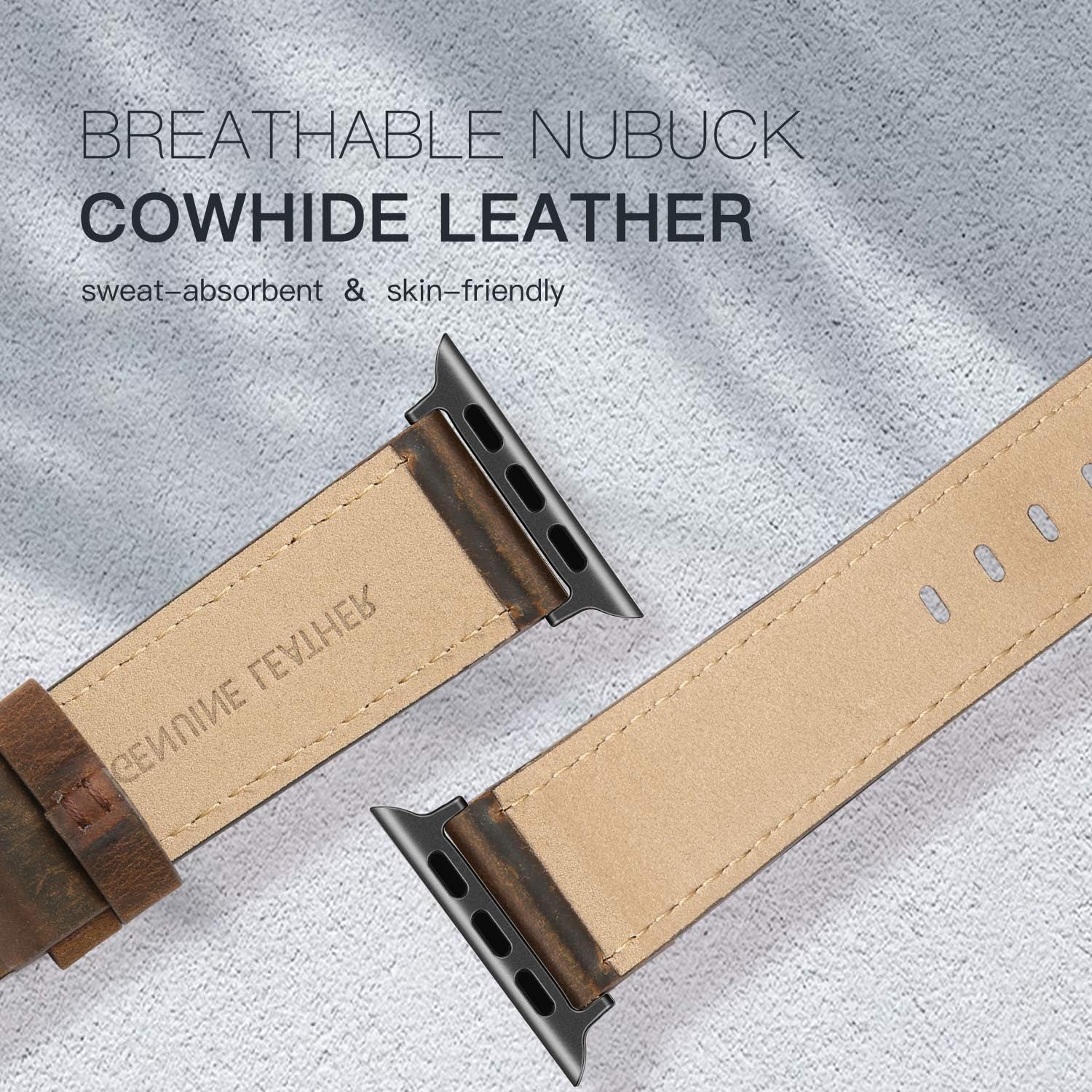 PARMPH Leather Strap Compatible with Apple Watch Band 42mm(Series 3/2/1) 44mm 45mm 46mm - Image 4