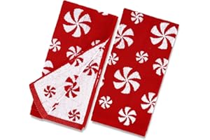 JarThenaAMCS Christmas Hand Towels 2 Pack Red White Peppermint Candy Decorative Towel Cotton Bathroom Towel for Kitchen Drying Cleaning, 29.5 x 13.7 Inch