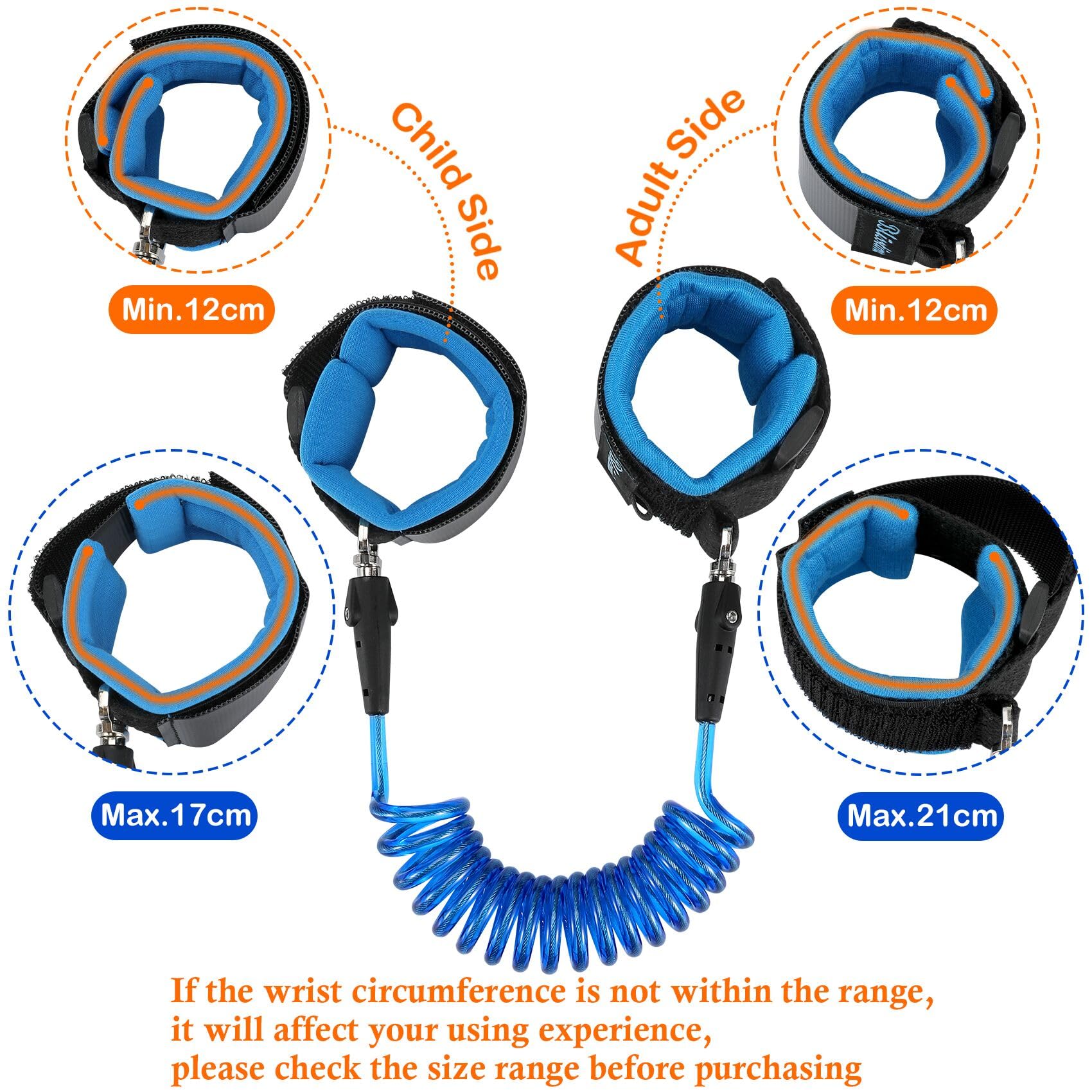 Blisstime Anti Lost Wrist Link Safety Wrist Link for Toddlers, Babies & Kids