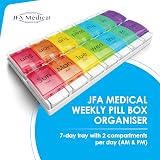 JFA Medical Weekly Pill Box Organizer AM/PM 14 Compartments 7 Days view 2