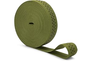 Mandala Crafts 1 Inch Elastic Silicone Gripper Tape for Clothing - 10 Yds Dotted Non Slip Elastic Band for Sewing - Olive Green Silicone Flat Fabric Stretchy Ribbon Straps