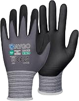 KAYGO 3 Pairs Safety Work Gloves MicroFoam Nitrile KG18N Seamless Knit