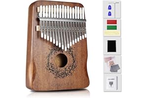 LAVCUS Kalimba-17 Key Thumb Piano,Exquisite Mahogany Wood Portable Kalimba,Tune Hammer and Study Instruction,Musical Gifts for Music lovers Adults Kids(Classic Brown)