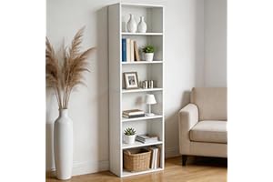 MilleLoom 71.4 Tall Bookcase, Wood Book Shelf Display Cabinet, 6 Tier Narrow Bookshelf for Living Room Bedroom Stuady Library