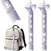 LANGFON 2PCS Pin Me Cheer Keychain, Glitter Rhinestone Pin Me Ribbon Keychains for Cheerleader Backpack, Cheer Bow Pin Holder